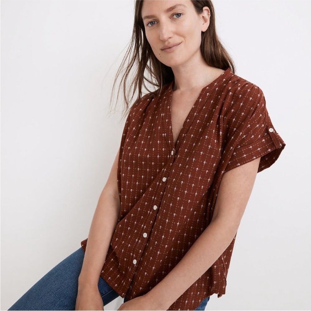Madewell Collarless Central Shirt in Jacquard Size S
